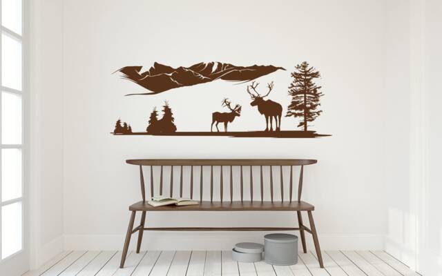Deer Wall Decal Mountain Forest Landscape Sticker P111 - image 1
