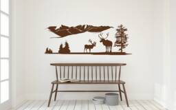 Deer Wall Decal Mountain Forest Landscape Sticker P111 - thumbnail 1