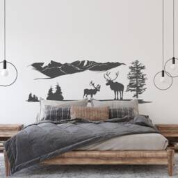 Deer Wall Decal Mountain Forest Landscape Sticker P111 - thumbnail 2