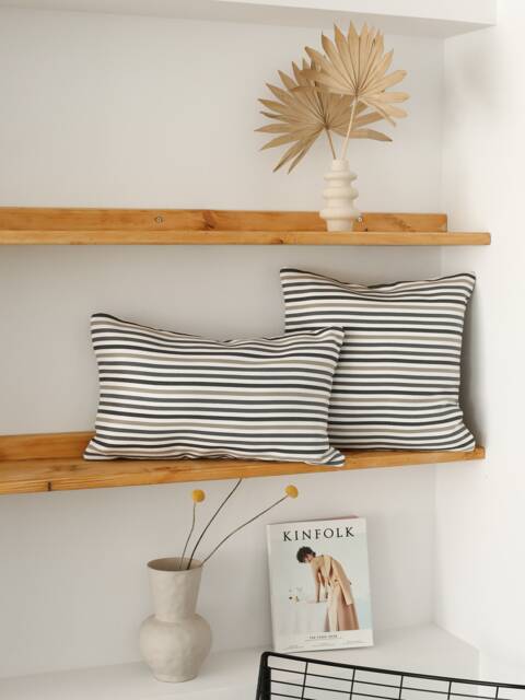 Striped Outdoor Throw Pillow Cover, Waterproof Stainpoof Lumbar Case, Any Size, Patio & Porch Decor, Modern Home 18x18, 16x16 - image 1