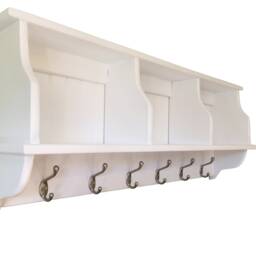 Country Kitchen Pine Wall Shelf With Hooks - thumbnail 2