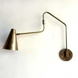 Mid-Century Modern Adjustable Lamp Brass Swing Arm Wall Sconce With Light - thumbnail 3