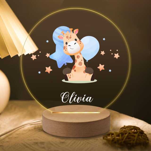 Personalised Animal Gifts For Kids Led Desk Table Lamp Nursery Night Light Gifts Girls Children Birthday 7 Colours Flashing - image 1