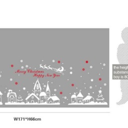 Totomo #w301 Christmas Town Window Decals Stickers Decor Clings Wall Decoration - thumbnail 2