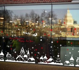 Totomo #w301 Christmas Town Window Decals Stickers Decor Clings Wall Decoration