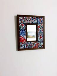Ceramic & Wooden Mirror, Wall Decor, Turkish Traditional Ethnic Style, Art Deco Tile Mirror