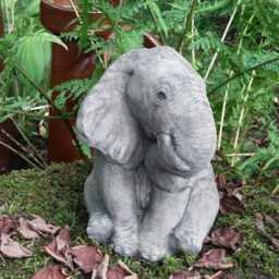 Reconstituted Stone Garden Small Elephant Statue Ornament - thumbnail 2