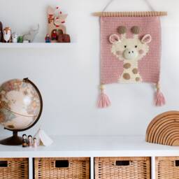 Children's Room Decoration, Crochet Wall Giraffe Portrait, Teddy Bear Children's Decoration - thumbnail 3