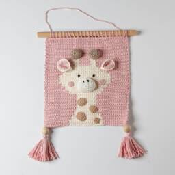 Children's Room Decoration, Crochet Wall Giraffe Portrait, Teddy Bear Children's Decoration - thumbnail 2