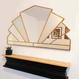 Over Mantle Stain Glass Style Art Deco Mirror, Wall Large - thumbnail 4