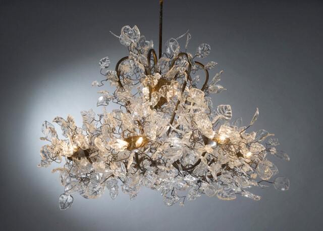 Royal Chandelier Transparent Resin Leaves & Flowers Ceiling Light - image 1