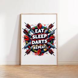 Darts Print Set - Eat Sleep Repeat - Fan Gift Graffiti Style Posters Gifts For Men Gaming Room Wall Art Decor - thumbnail 3