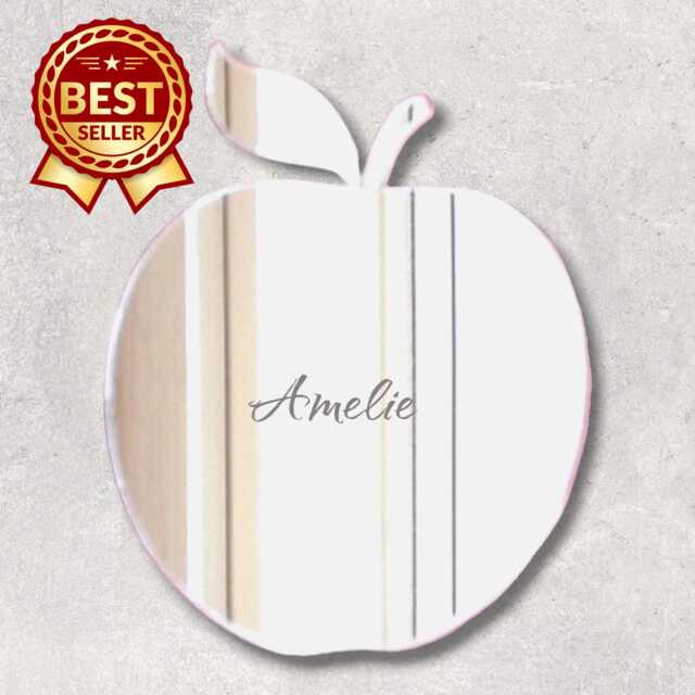 Apple Acrylic Mirror Wall Art - Many Size/Colour Options & Personalised Engraving - Custom Shapes Made - image 1