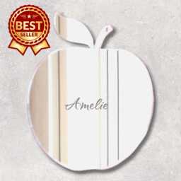 Apple Acrylic Mirror Wall Art - Many Size/Colour Options & Personalised Engraving - Custom Shapes Made
