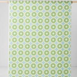 Curtain Panel White Green Blue Orange Flowers Floral Modern Scandinavian Design Cafe Curtain Kitchen Valance , Runner Napkins Great Gift - thumbnail 3