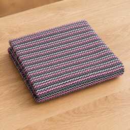 Pink Grey Geometric Throw Blanket - Large Soft Sofa Slip Cover Boho Bedspread Woven in Portugal From Recycled Cotton - thumbnail 2