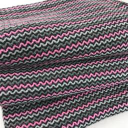 Pink Grey Geometric Throw Blanket - Large Soft Sofa Slip Cover Boho Bedspread Woven in Portugal From Recycled Cotton - thumbnail 4