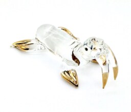 Miniature Hand Blown Glass Walrus Little Sea Animal Transparent Gold Figurine Tiny Statue Decoration Collectible Small Craft Figure - thumbnail 1