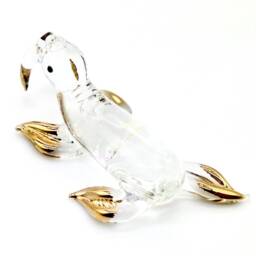 Miniature Hand Blown Glass Walrus Little Sea Animal Transparent Gold Figurine Tiny Statue Decoration Collectible Small Craft Figure - thumbnail 3