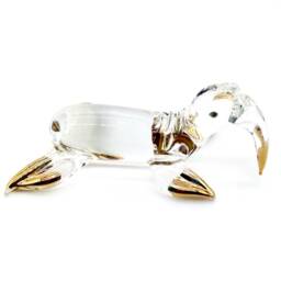 Miniature Hand Blown Glass Walrus Little Sea Animal Transparent Gold Figurine Tiny Statue Decoration Collectible Small Craft Figure - thumbnail 2