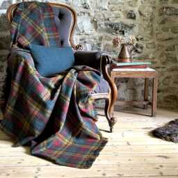 Harris Tweed Stornoway Tartan - Luxury Large Pure Wool Throw Blanket 150x200cm/59x79 - thumbnail 3