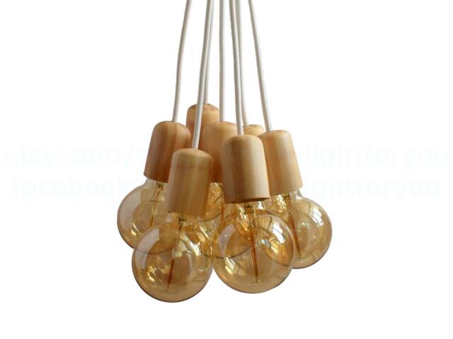 7 Pendant Light Cluster Any Length Wooden Pendant Light Dine Table Multi Lighting Modern Chandelier Custom Entryway Chandelier - image 1