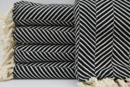 "Turkish Towel, Black Towel, Ultra Soft Towel, Bohemian Towel, Beach Towel, 40""x70" - thumbnail 1
