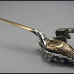 Bird Sculpture, Metal Letter Opener, Bird Pewter & Bronze, Office Decoration Gift, Functional Art, Corporate Gift - thumbnail 3