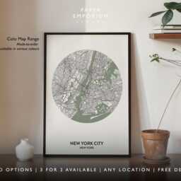 Custom Colour Map Print, Personalised City Poster, Any Location Coordinates Wall Art, Modern Home Decor Giftm - thumbnail 2