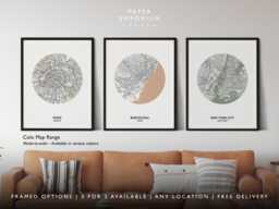 Custom Colour Map Print, Personalised City Poster, Any Location Coordinates Wall Art, Modern Home Decor Giftm - thumbnail 1