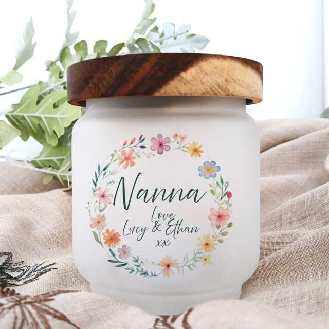 Personalised Mother's Day Gift - Nanna Keepsake Matching Card, Led Candle Bamboo Lid - image 1