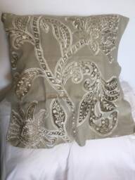 Indora Velvet Applique in Chanterelle Or Noir Pillow Cover - thumbnail 1