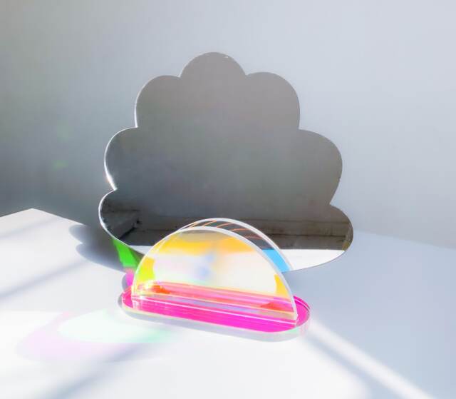 Seashell Standing Mirror - Iridescent Holographic Desk Mirror, Seashell Art, Vintage Y2K - image 1
