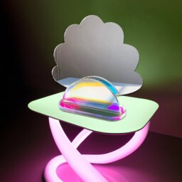 Seashell Standing Mirror - Iridescent Holographic Desk Mirror, Seashell Art, Vintage Y2K - thumbnail 2
