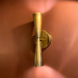 Double Conical Wall Sconce Antique Brass Plug-In Bedside Light - thumbnail 3