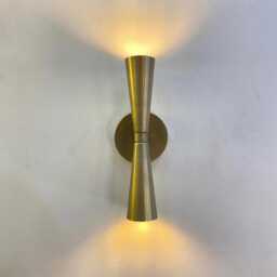 Double Conical Wall Sconce Antique Brass Plug-In Bedside Light - thumbnail 4