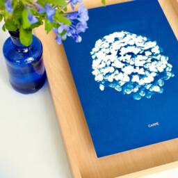 Cyanotype, Wooden Frame, Flowers, Cloud Or Water, Wall Art, Original Cyanotype, Handmade Gifts, Artwork - thumbnail 2