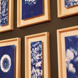 Cyanotype, Wooden Frame, Flowers, Cloud Or Water, Wall Art, Original Cyanotype, Handmade Gifts, Artwork - thumbnail 3
