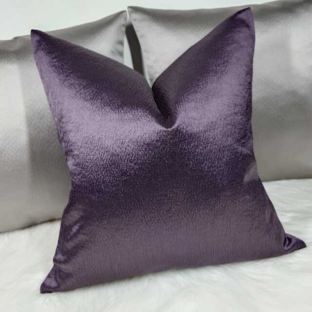 Plum Purple Satin Cushion Cover, Designers Guild Pillow - image 1
