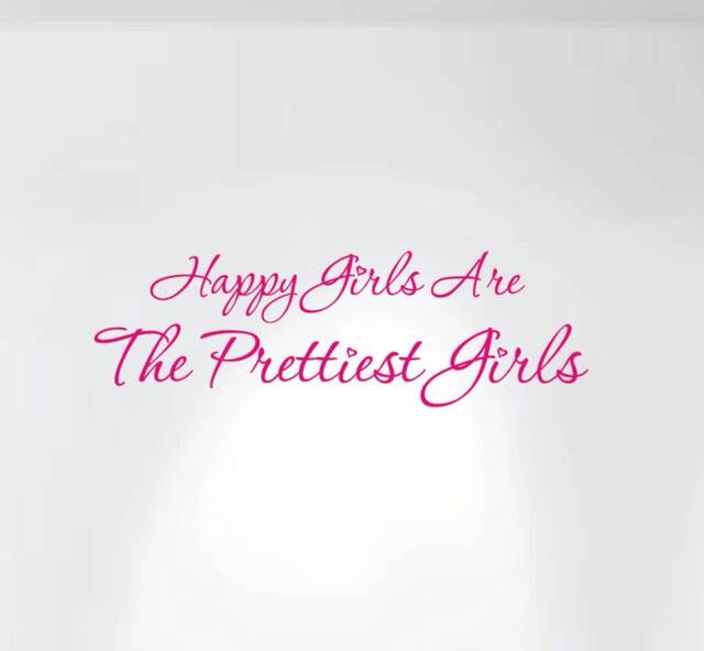 "Happy Girls Are The Prettiest Audrey Hepburn Wall Decal Inspirational Quote #1224 - 28"" Wide X 9" - image 1
