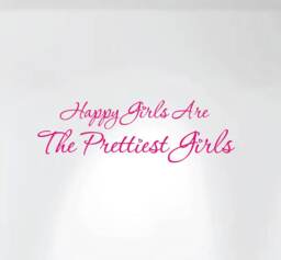 "Happy Girls Are The Prettiest Audrey Hepburn Wall Decal Inspirational Quote #1224 - 28"" Wide X 9" - thumbnail 1