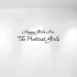 "Happy Girls Are The Prettiest Audrey Hepburn Wall Decal Inspirational Quote #1224 - 28"" Wide X 9" - thumbnail 2