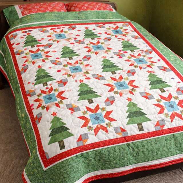 Christmas Starry Forest Quilt Pattern - Full/Large Throw - Digital Download - image 1