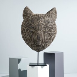 Wooden Wolf Traditional Mask, Wall Art, Hanging Figurine, Animal Statue, Hand Carved, Wood Carving, Livingroom Decoration, Grandfather Gift - thumbnail 3