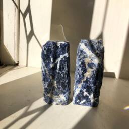 Pair Of Large Sodalite Candle Holders - thumbnail 2