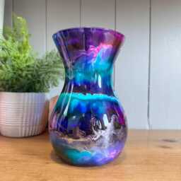 Hand Decorated 18cm Tall Glass Vase Pink, Purple, Turquoise, Silver Copper Or Gold - thumbnail 2