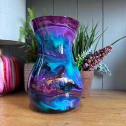 Hand Decorated 18cm Tall Glass Vase Pink, Purple, Turquoise, Silver Copper Or Gold - thumbnail 1