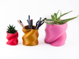 Twisted Heart Planter, Modern Geometric Succulent Vessel For Valentine's Day Decor - thumbnail 1
