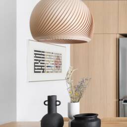 Handcrafted Lighting Fixture - Bamboo Hanging Lamp -Wood Veneer Pendant Light in Japandi Style-Wood Chandelier For Kitchen-And-Dining Wind - thumbnail 3