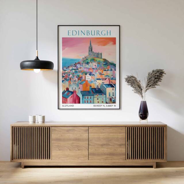Edinburgh Travel Print, Poster, Scotland Wall Art, British Decor, Gift, Castle Art - image 1